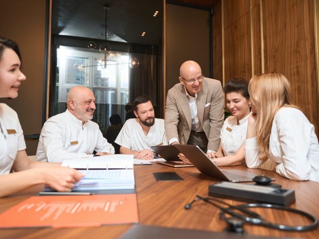 Meeting of doctors in a modern interior